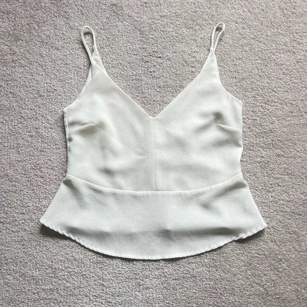 Zara White Peplum Crop Top Size S